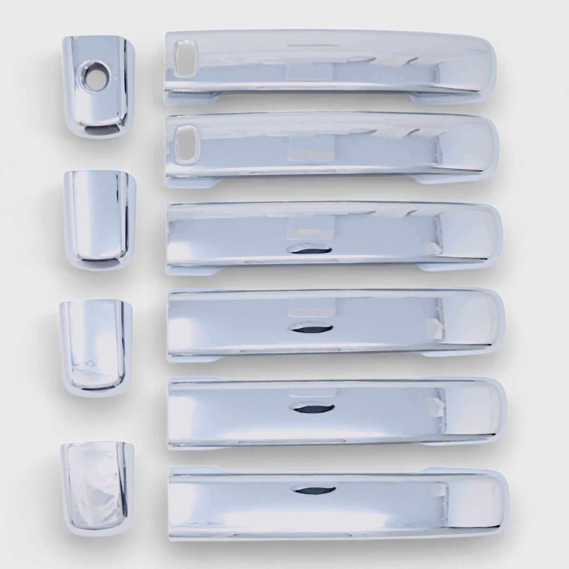 04-08 Nissan Maxima, 04-12 Nissan Sentra, 05-26 Nissan Frontier, 07-12 Nissan Altima W/ or W/O Smart Key 10 Piece Chrome Snap-on W/Tape Patented Door Handle Cover