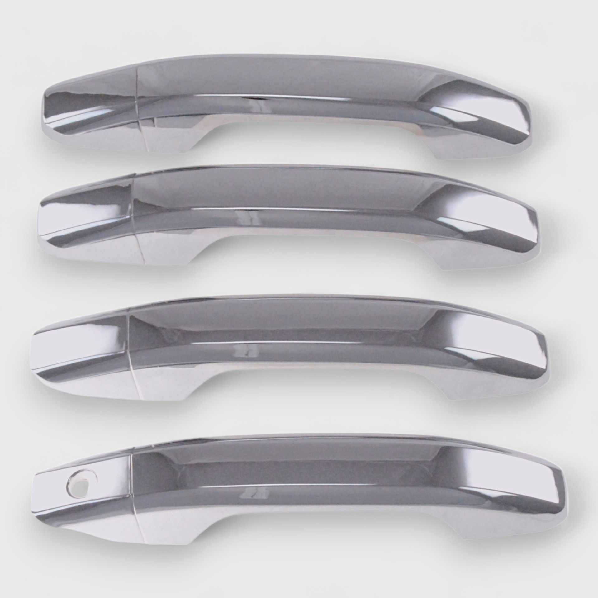 14-18 Chevrolet Silverado 1500/Silverado 2500 HD/Silverado 3500 HD/Silverado 2500, 15-20 Chevrolet Tahoe/Suburban, 15-18 Chevrolet Silverado 3500, 14-18 GMC Sierra 1500/Sierra 2500 HD, 15-20 GMC Yukon No Smart Key 8 Piece Chrome Snap-on W/Tape Patented Door Handle Cover