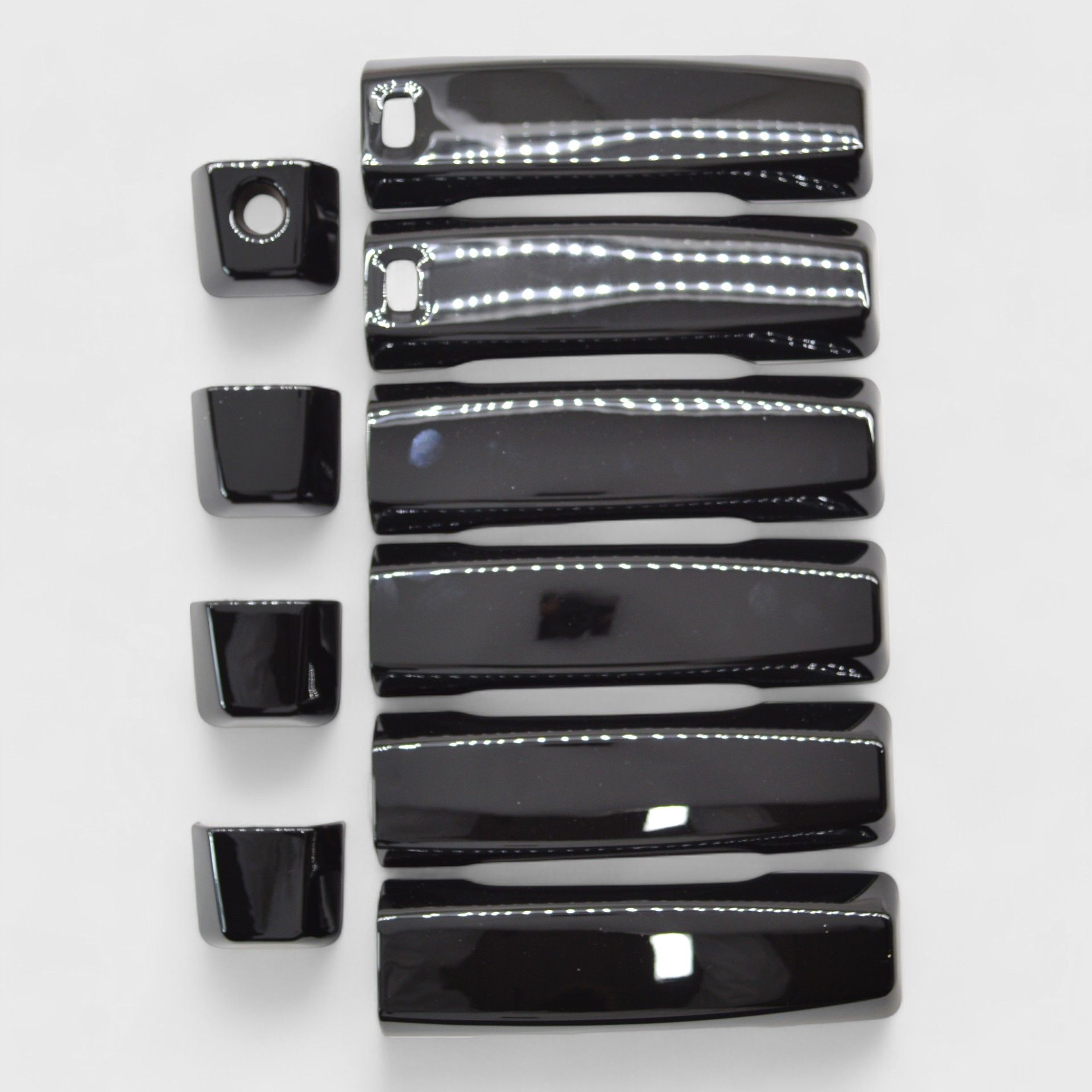 04-15, 17-24 Nissan TITAN, 16-24 Nissan TITAN XD W/ or W/O Smart Key 10 Piece Gloss Black Snap-on W/Tape Patented Door Handle Cover