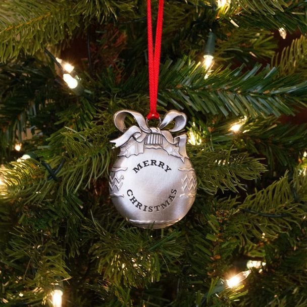 Natale Pewter Christmas Ornament - Ball Merry Christmas1