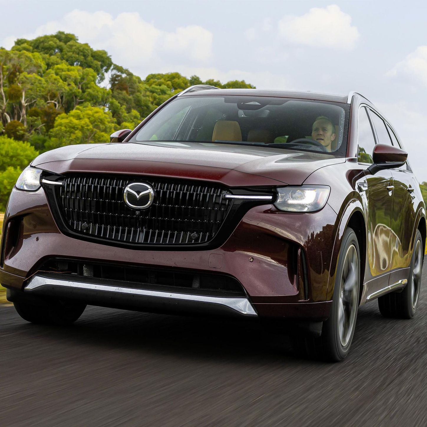 ABS6839BLK Gloss Black Grille Overlay for 24-26 Mazda CX-90 — Trim