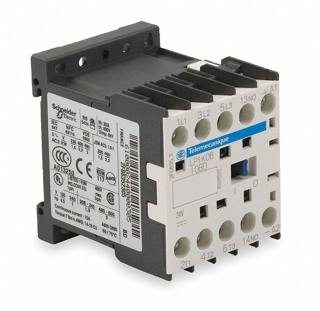 LC1K1210B7 LC7K1210B7 TeSys K Contactor - 3P - AC-3 = 440 V 12 A - 1 NO Aux. - 24 V AC Coil