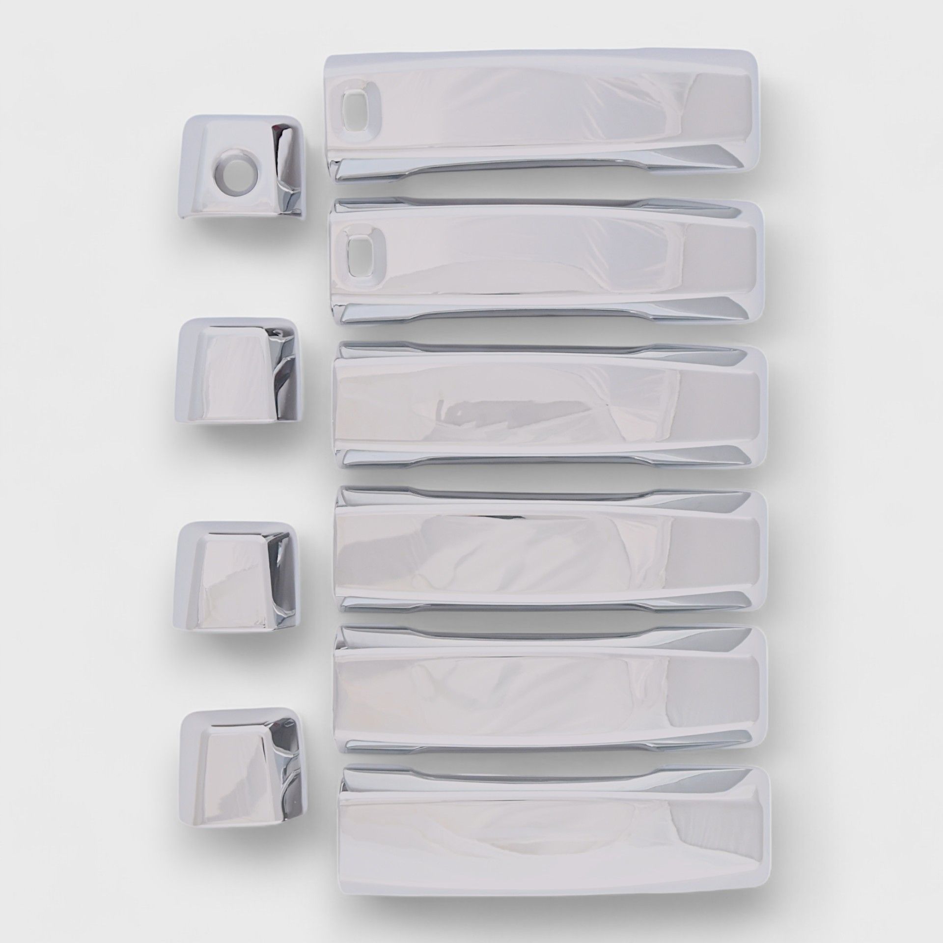 04-15, 17-24 Nissan TITAN, 16-24 Nissan TITAN XD W/ or W/O Smart Key 10 Piece Chrome Snap-on W/Tape Patented Door Handle Cover